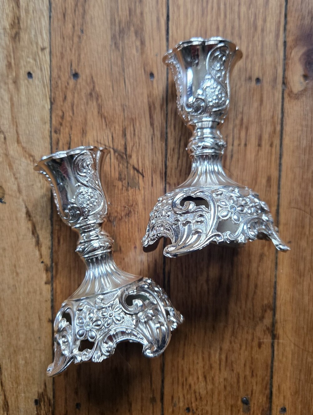 Ornate Silver Candle Stick Holders
